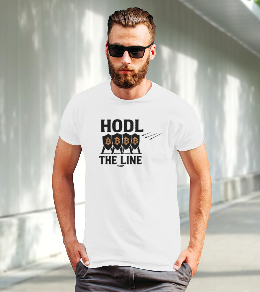 Hodl The Line Bitcoin Warrior Cryptocurrency Enthusiast BBB Pattern T-Shirt