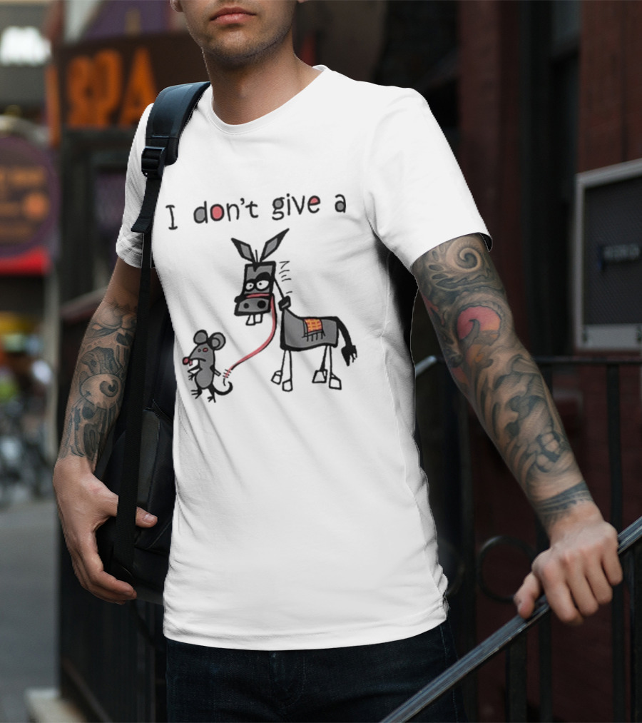 I Don’t Give A Rat Ass Mouse Donkey Iconic Whimsical Humor T-Shirt