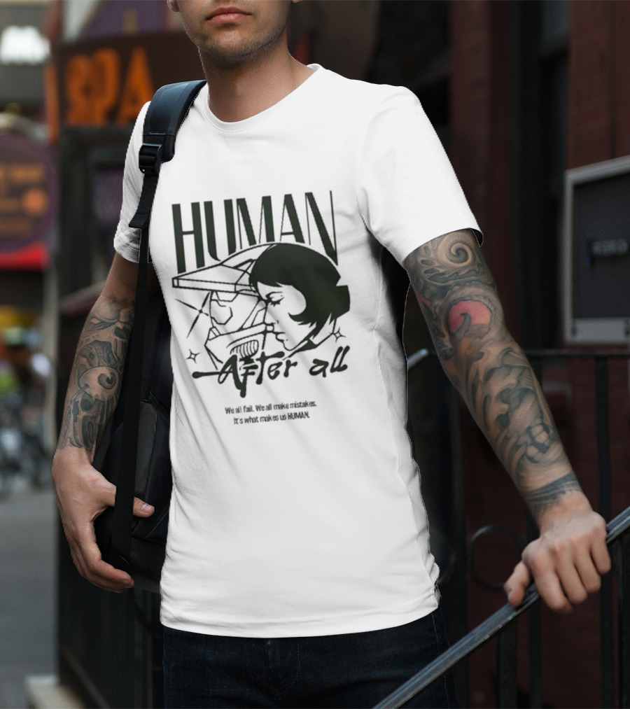 "Human After All Skeleton Outline Illustration" T-Shirt