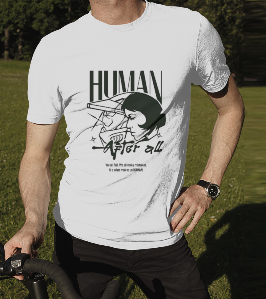 "Human After All Skeleton Outline Illustration" T-Shirt