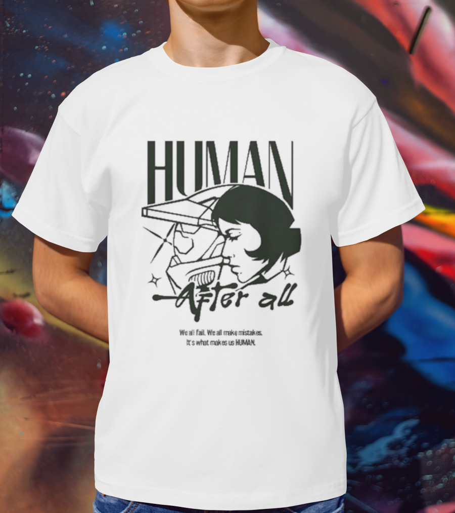 "Human After All Skeleton Outline Illustration" T-Shirt