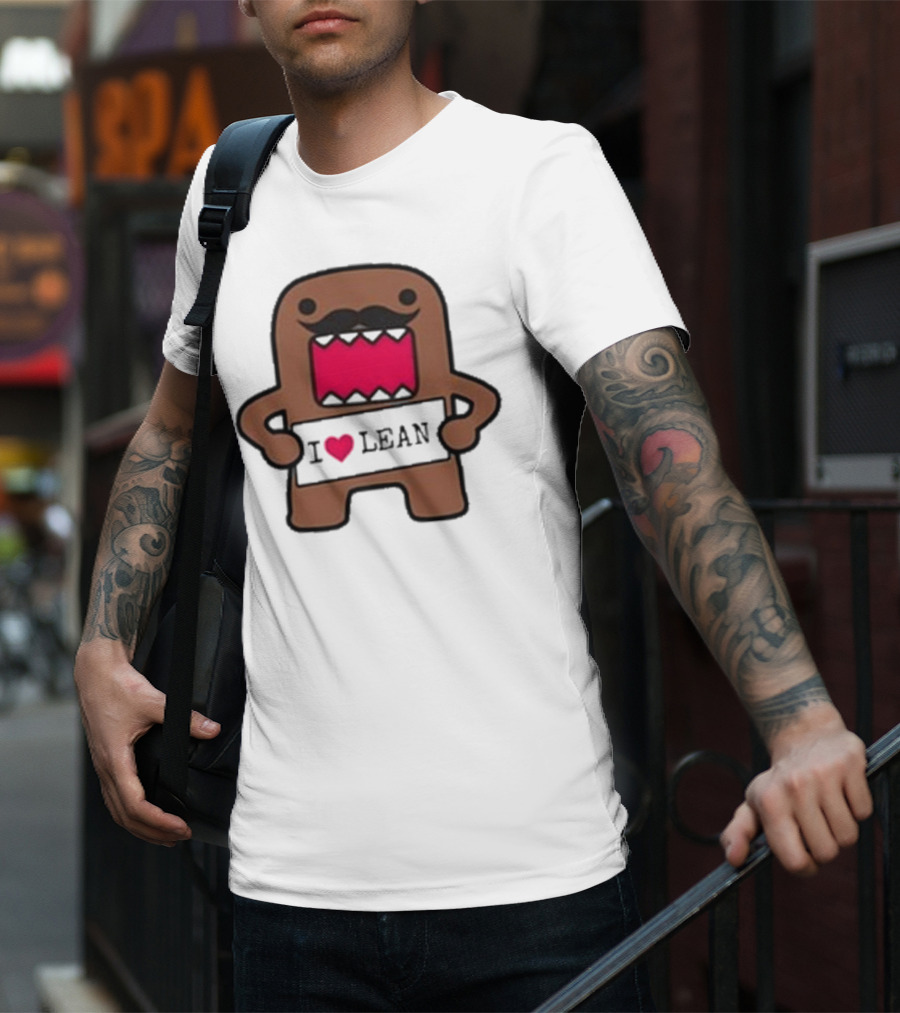 I Love Lean Domo Heart Mustache Cartoon Character T-Shirt