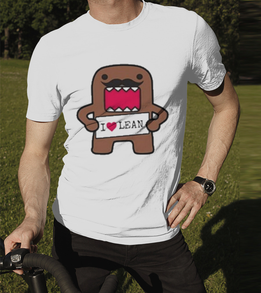 I Love Lean Domo Heart Mustache Cartoon Character T-Shirt