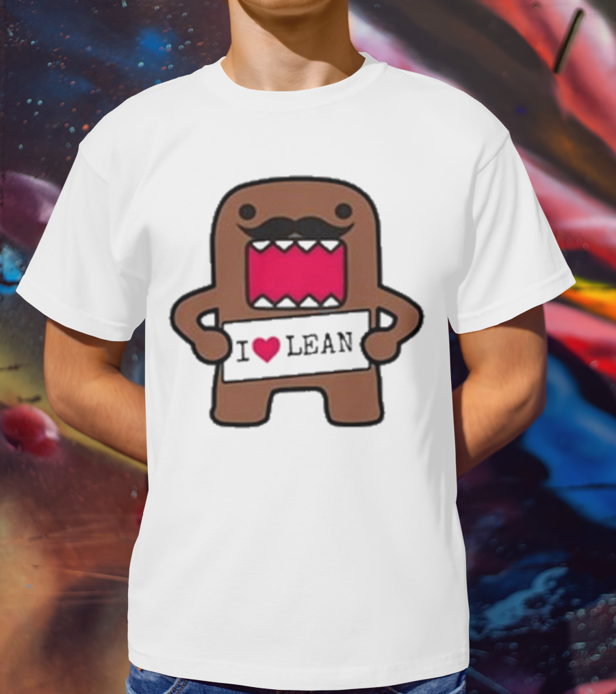 I Love Lean Domo Heart Mustache Cartoon Character T-Shirt
