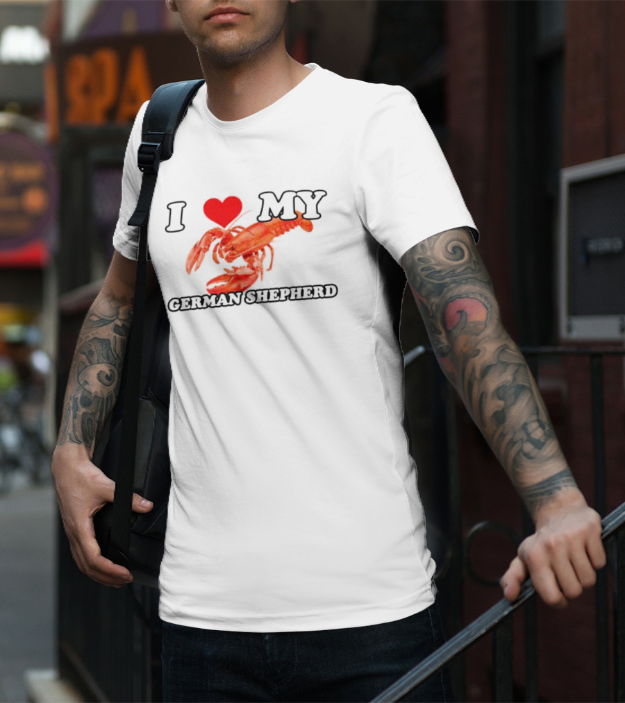 I Love My German Shepherd Lobster Heart T-Shirt
