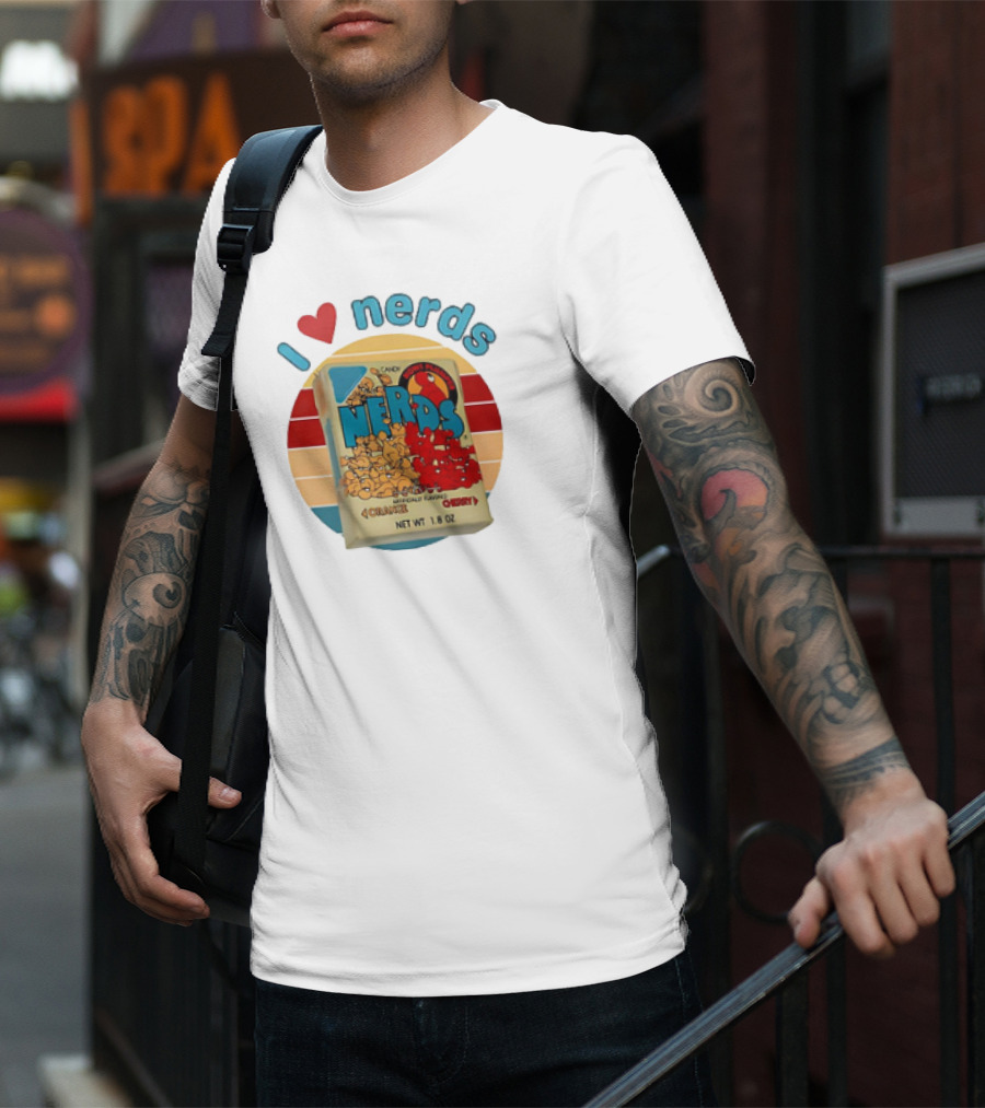 I Love Nerds Candy Box Cherry Orange Vintage Retro Style T-Shirt