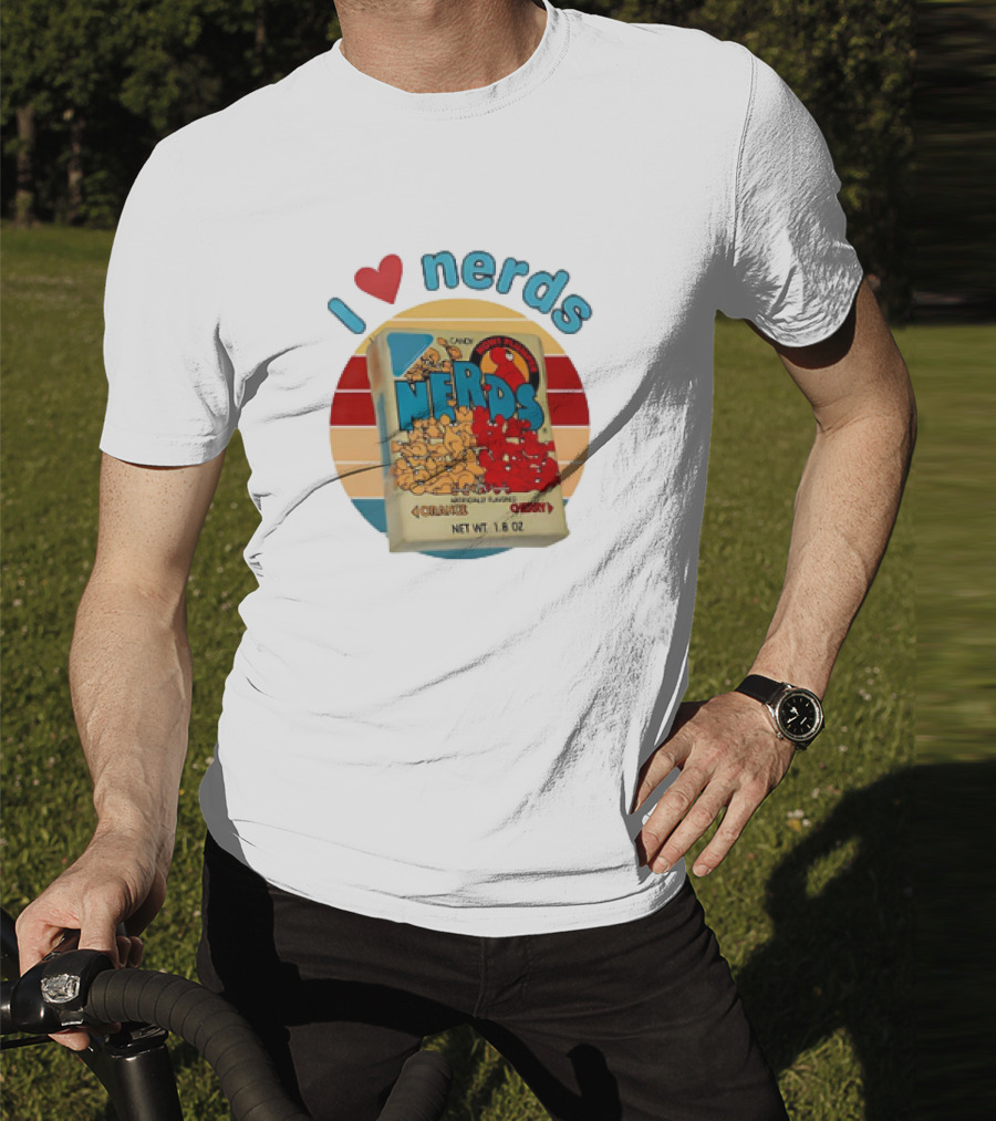 I Love Nerds Candy Box Cherry Orange Vintage Retro Style T-Shirt