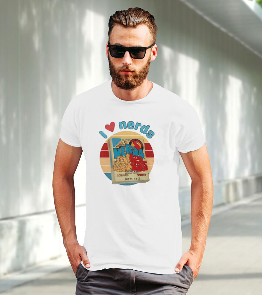 I Love Nerds Candy Box Cherry Orange Vintage Retro Style T-Shirt