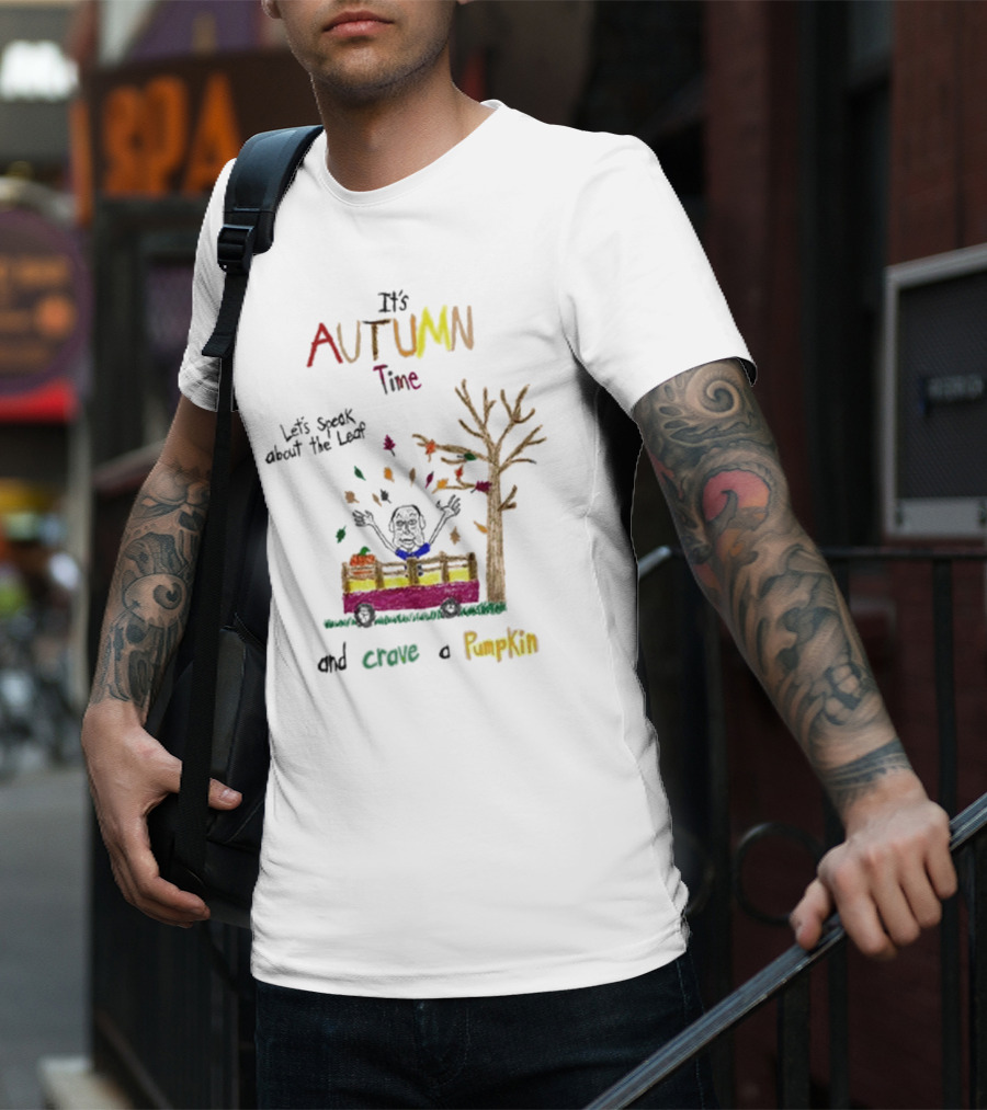 Autumn Time Leaves Falling Tree Carve Pumpkin Truck T-Shirt