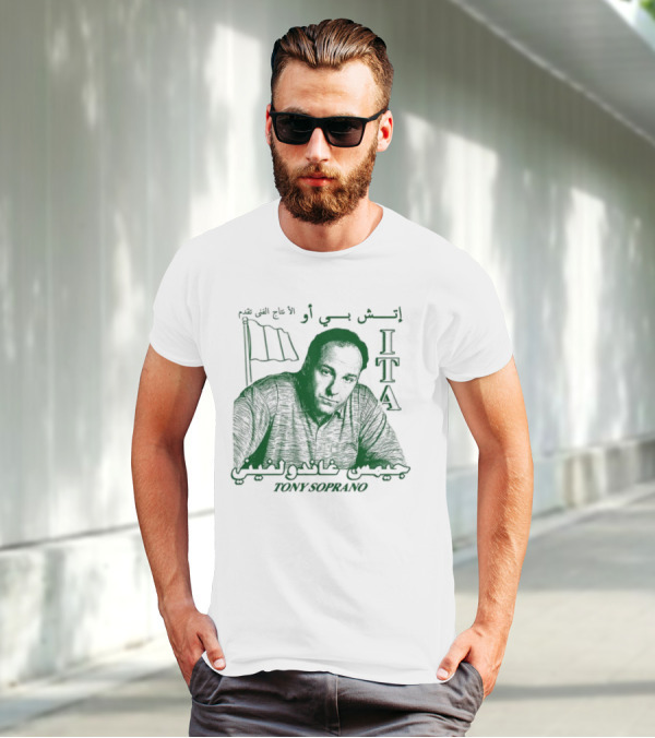 ITA Tony Soprano Visible Text Imagery With Flags T-Shirt