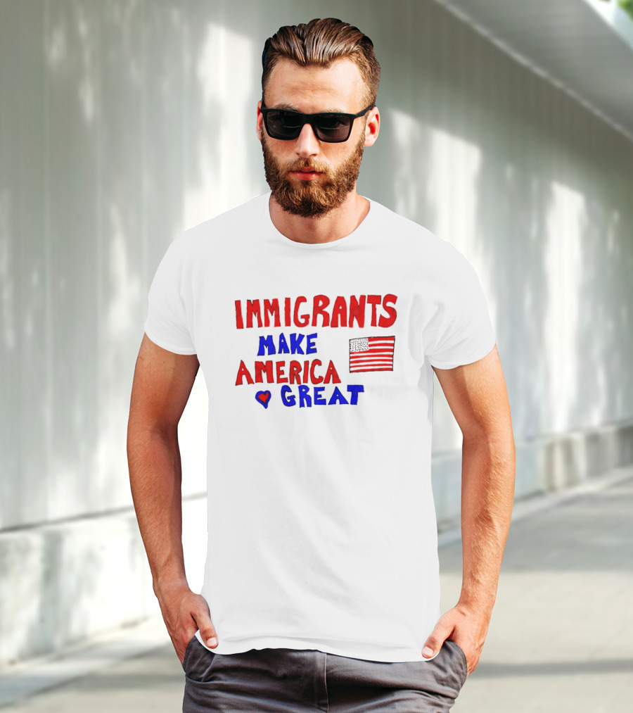 Immigrants Make America Great Heart Flag 2025 T-Shirt