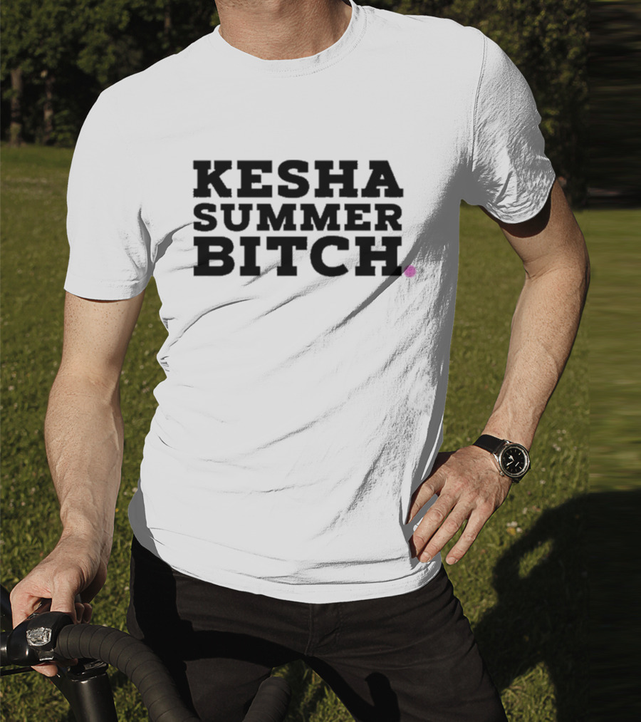 Kesha Records Rainbow Summer Bitch Rainbow Leopard Print Lips T-Shirt
