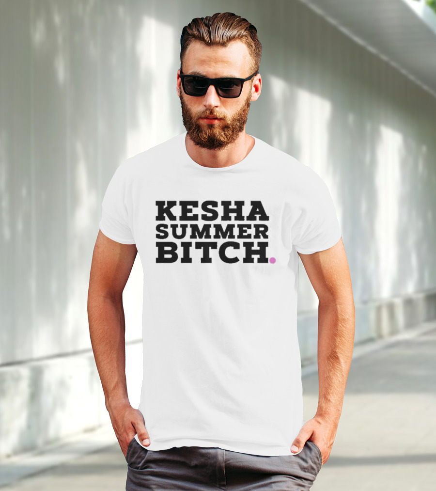 Kesha Records Rainbow Summer Bitch Rainbow Leopard Print Lips T-Shirt