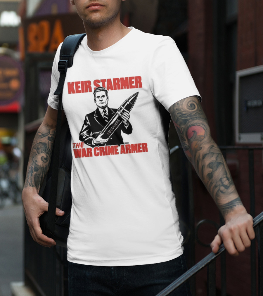 Keir Starmer The War Crime Armer Rocket Sketch T-Shirt