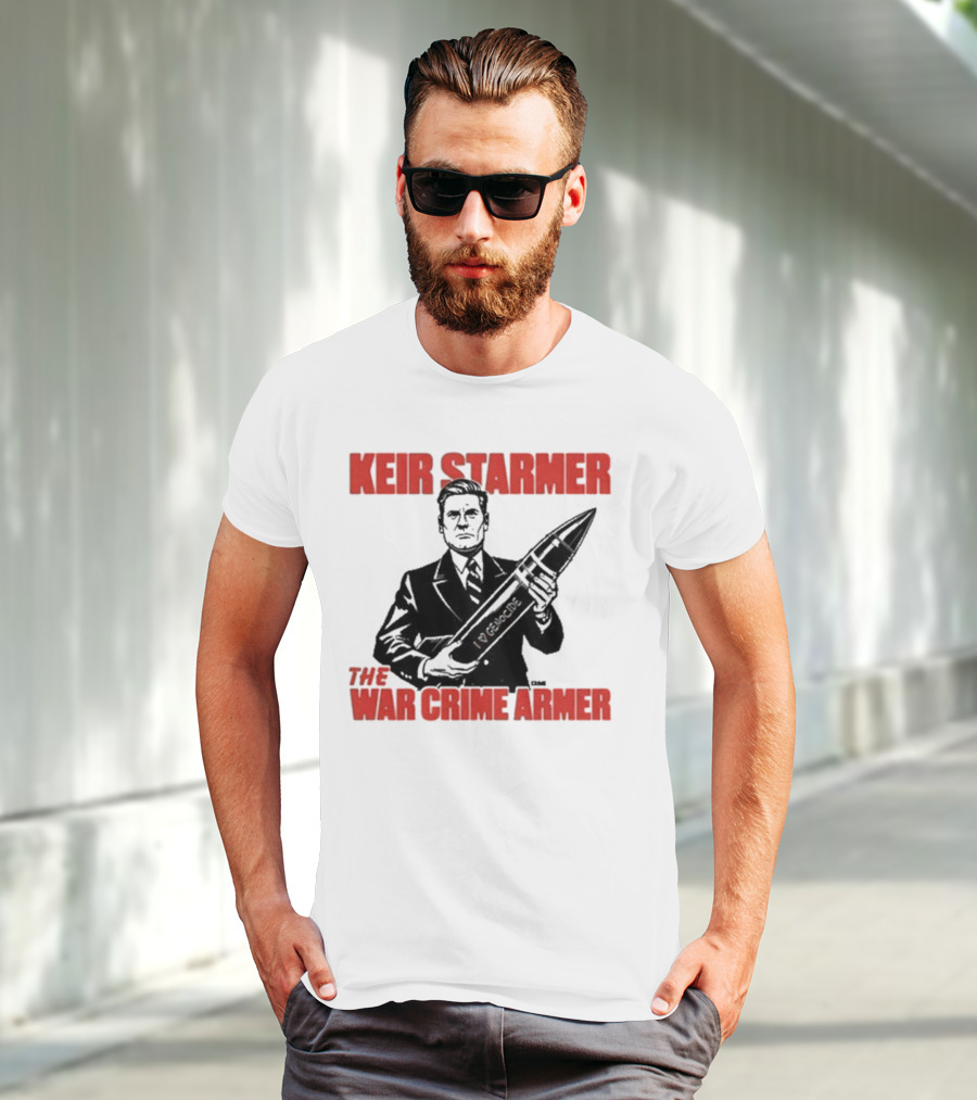 Keir Starmer The War Crime Armer Rocket Sketch T-Shirt