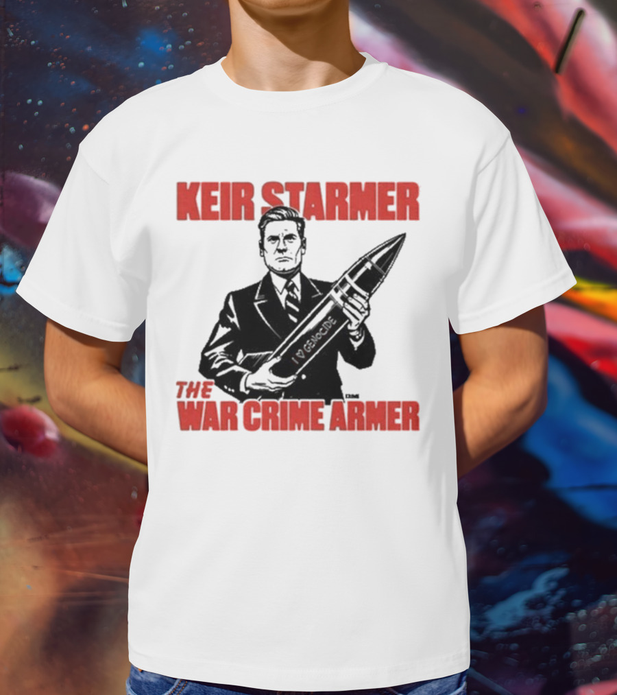 Keir Starmer The War Crime Armer Rocket Sketch T-Shirt