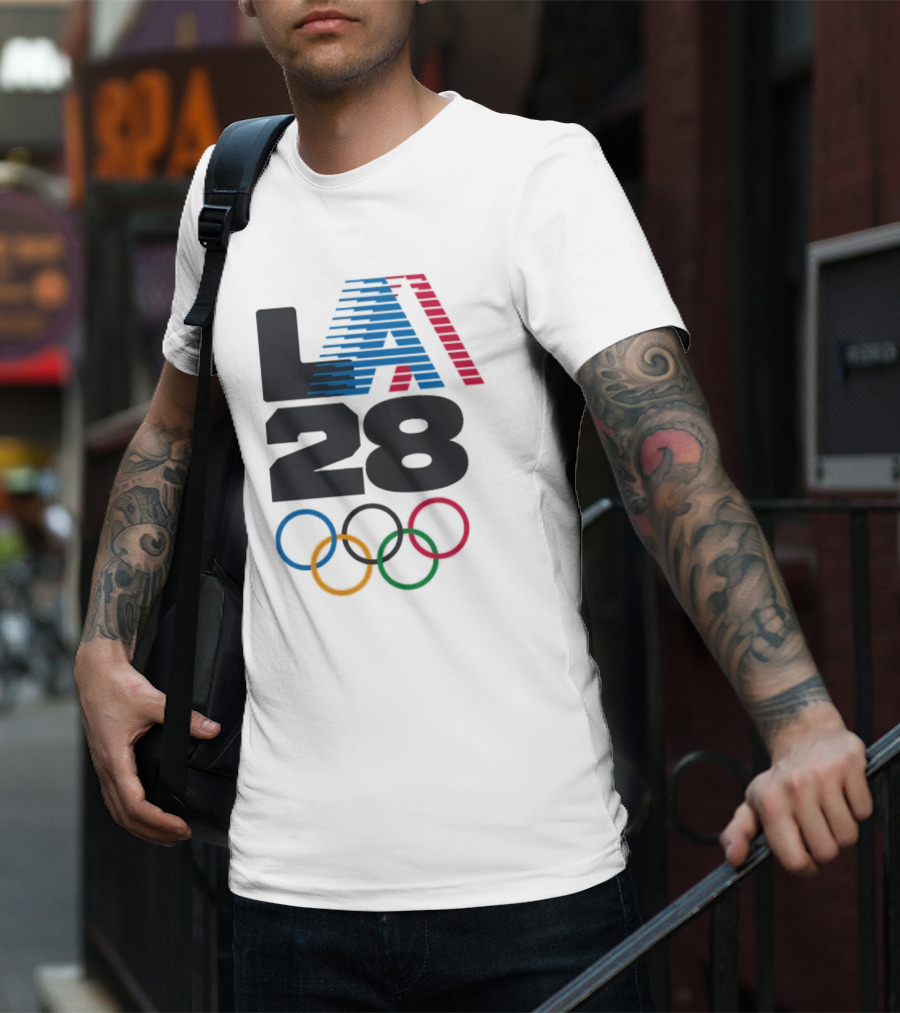 "LA 2028 Summer Olympics Retro Style With Olympic Rings" T-Shirt