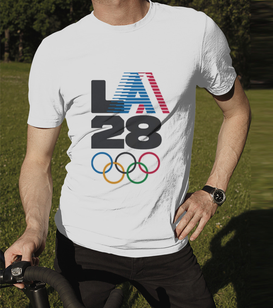 "LA 2028 Summer Olympics Retro Style With Olympic Rings" T-Shirt