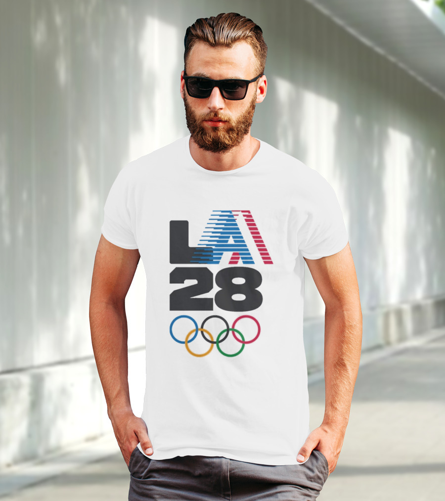 "LA 2028 Summer Olympics Retro Style With Olympic Rings" T-Shirt