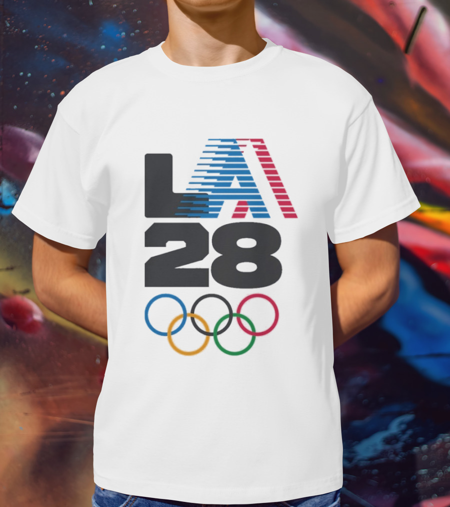 "LA 2028 Summer Olympics Retro Style With Olympic Rings" T-Shirt
