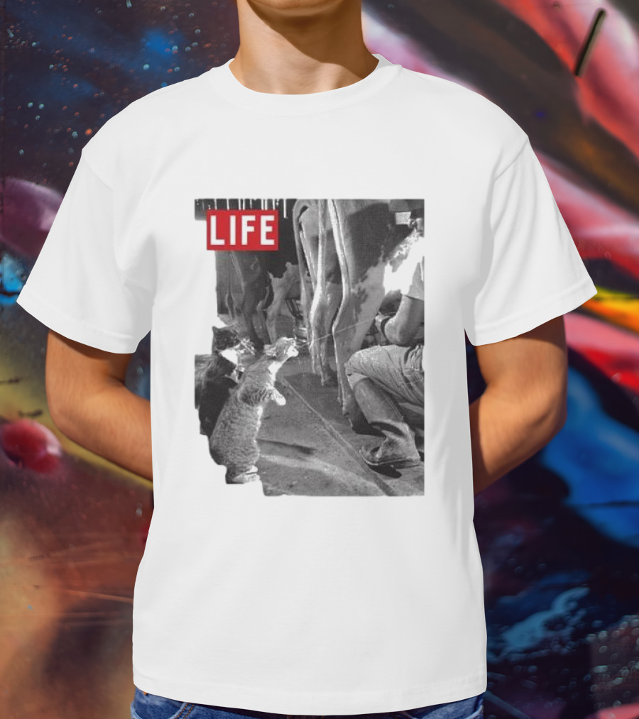 Life Magazine Cats Enjoying Fresh Milk T-Shirt