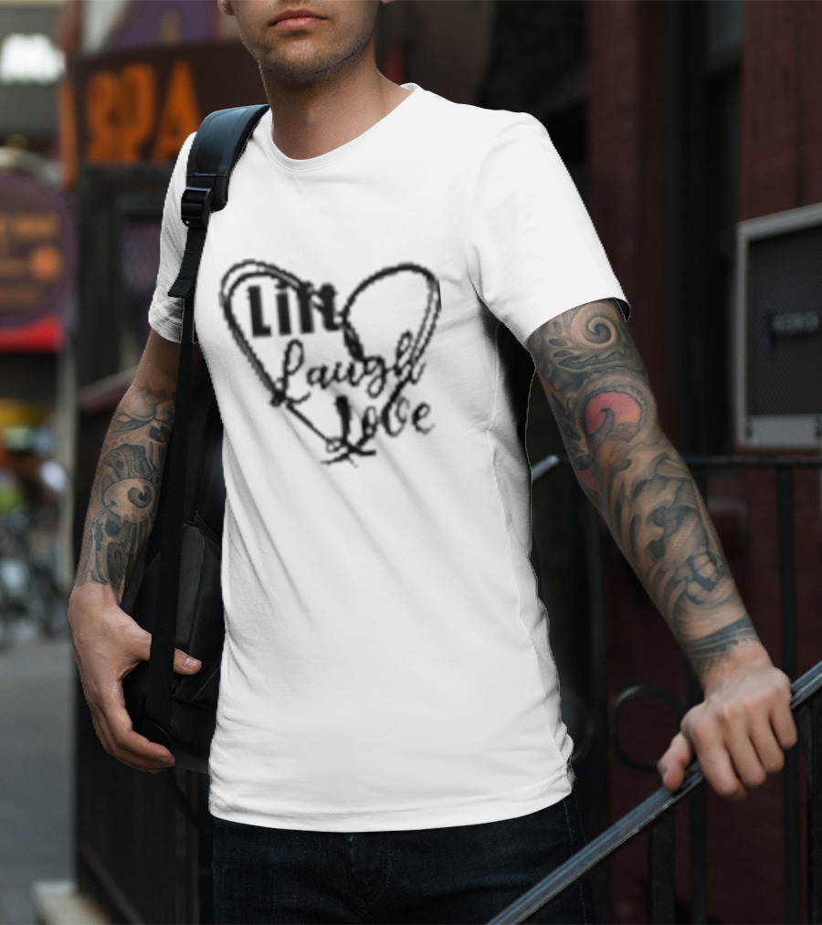 Lift Laugh Love Scribbled Heart Dark Mode T-Shirt
