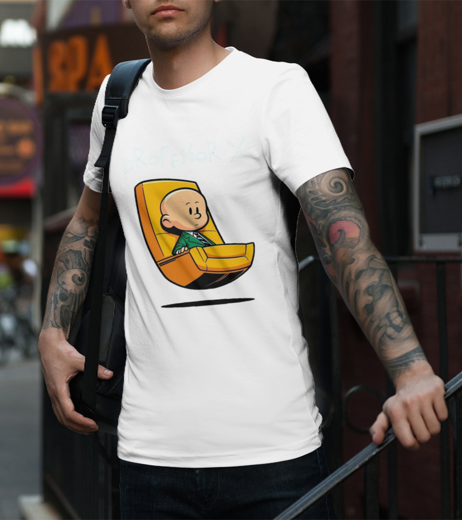 Professor X Cartoon Style In Yellow Chair T-Shirt