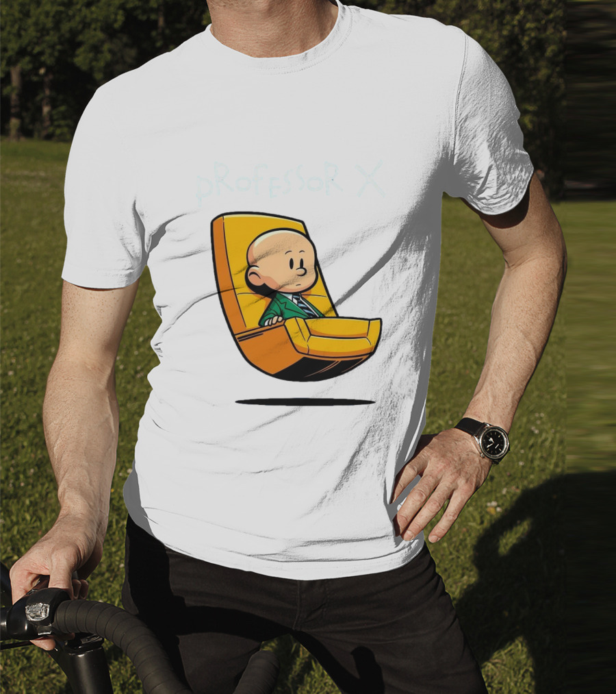 Professor X Cartoon Style In Yellow Chair T-Shirt
