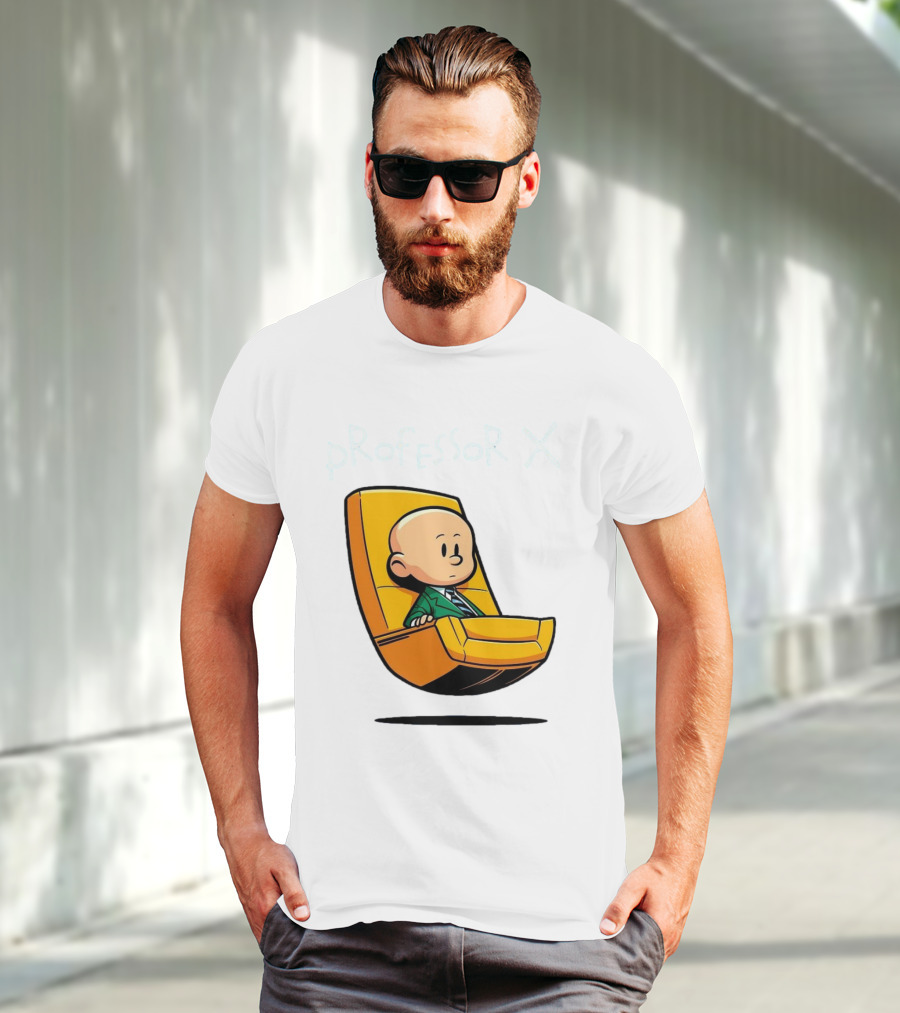 Professor X Cartoon Style In Yellow Chair T-Shirt