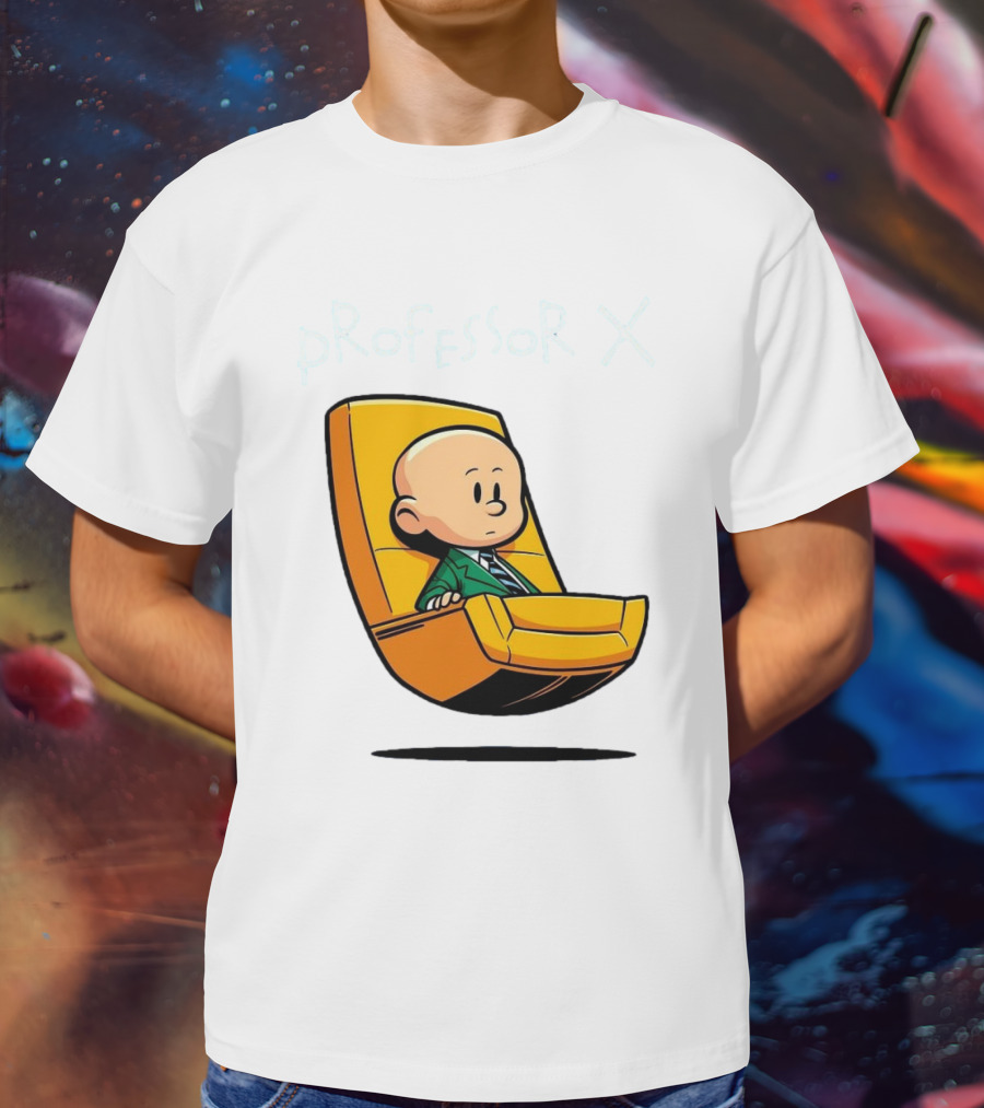 Professor X Cartoon Style In Yellow Chair T-Shirt