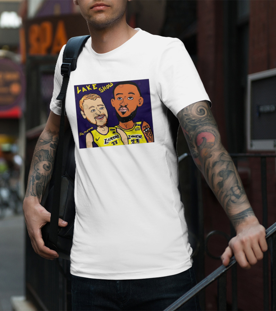 LeBron James And Luka Dončić Lake Show Lakers Cartoon Art 23 77 T-Shirt