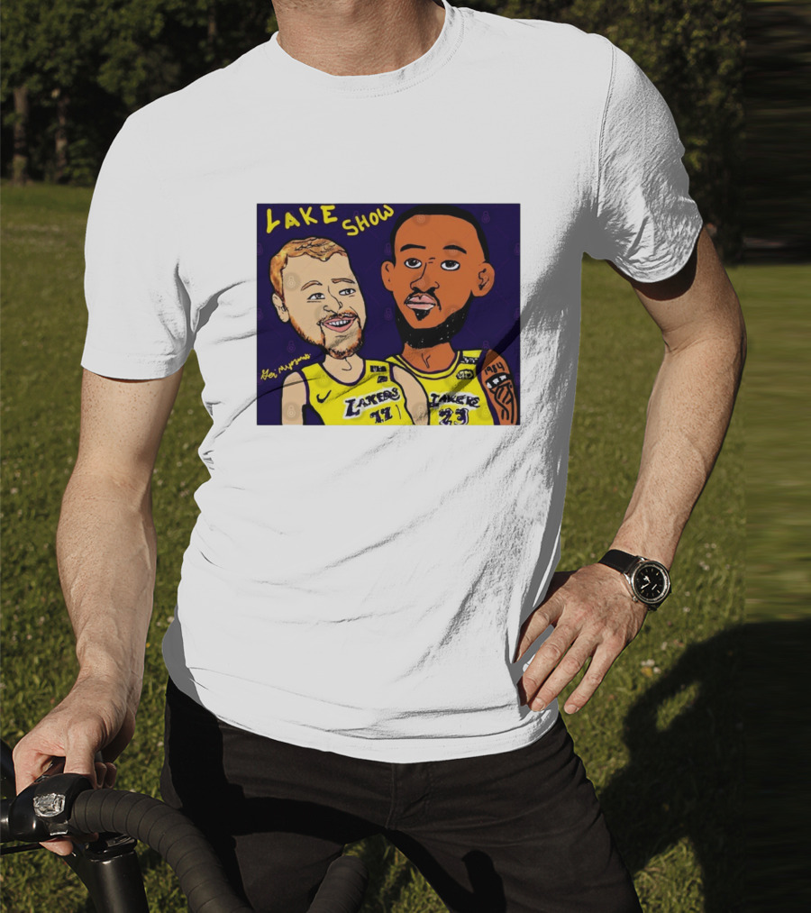 LeBron James And Luka Dončić Lake Show Lakers Cartoon Art 23 77 T-Shirt