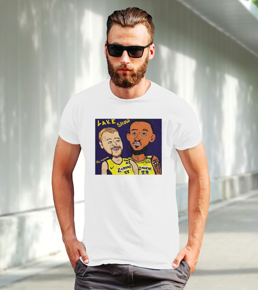 LeBron James And Luka Dončić Lake Show Lakers Cartoon Art 23 77 T-Shirt