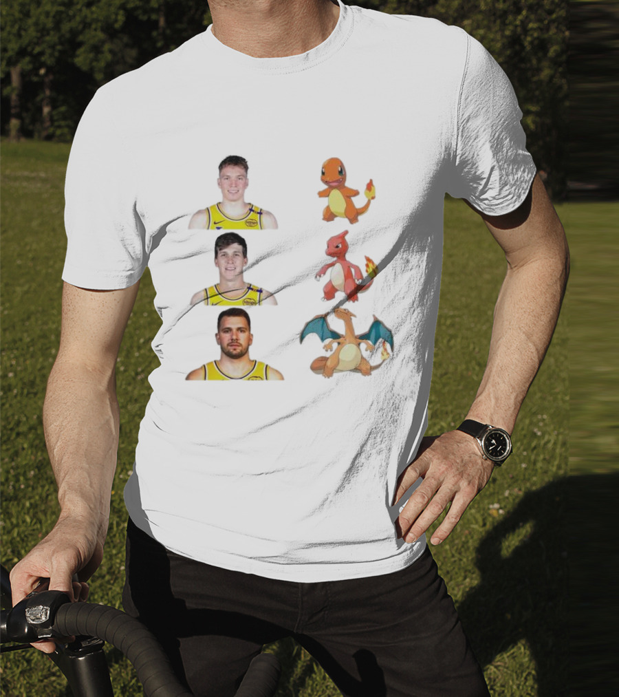 Lakers Evolution Dalton Knecht Charmander Austin Reaves Charmeleon Luka Doncic Charizard T-Shirt