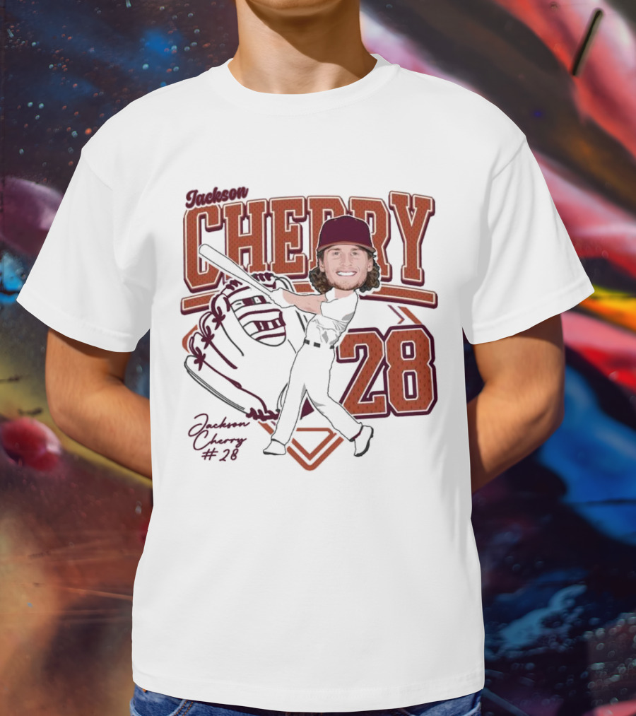 Cherry Baseball Jackson #28 Player Portrait 2025 T-Shirt