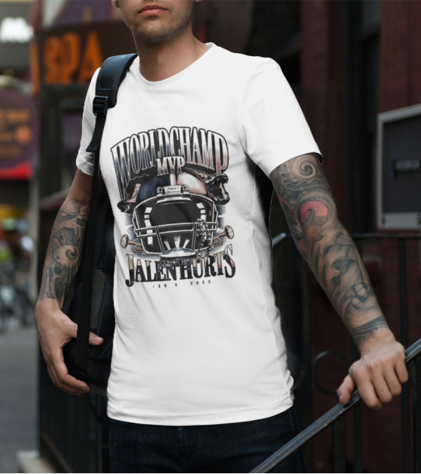 World Champ MVP Helmet Jalen Hurts Feb 9 2025 T-Shirt
