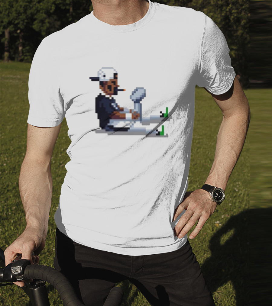 Jalen Hurts Philadelphia Eagles Champs 2025 Pixel Pigskin Player Holding Trophy T-Shirt