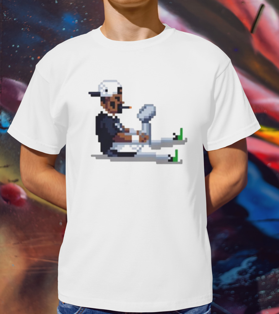 Jalen Hurts Philadelphia Eagles Champs 2025 Pixel Pigskin Player Holding Trophy T-Shirt
