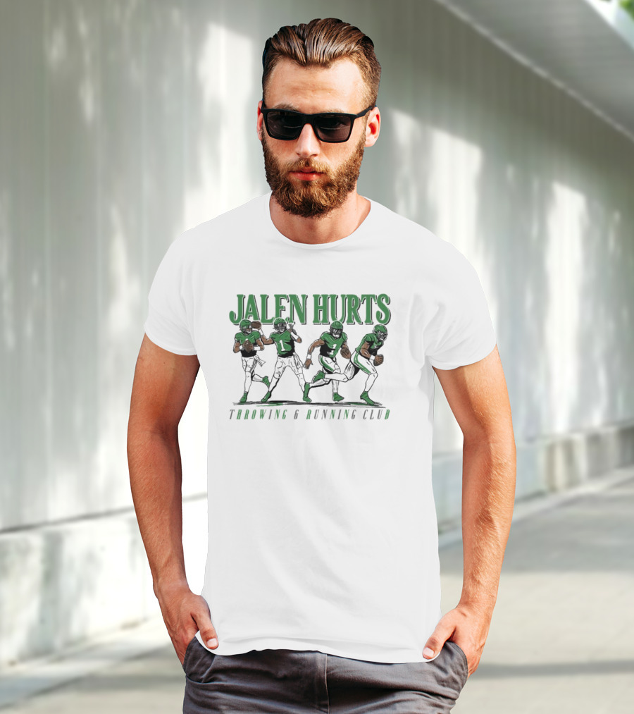 Jalen Hurts Dual Threat Throwing Running Action Figures Sports Apparel T-Shirt