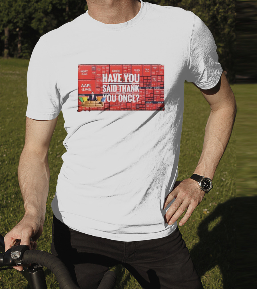JD Vance Have You Said Thank You Once Stock Market Red Decline Background T-Shirt