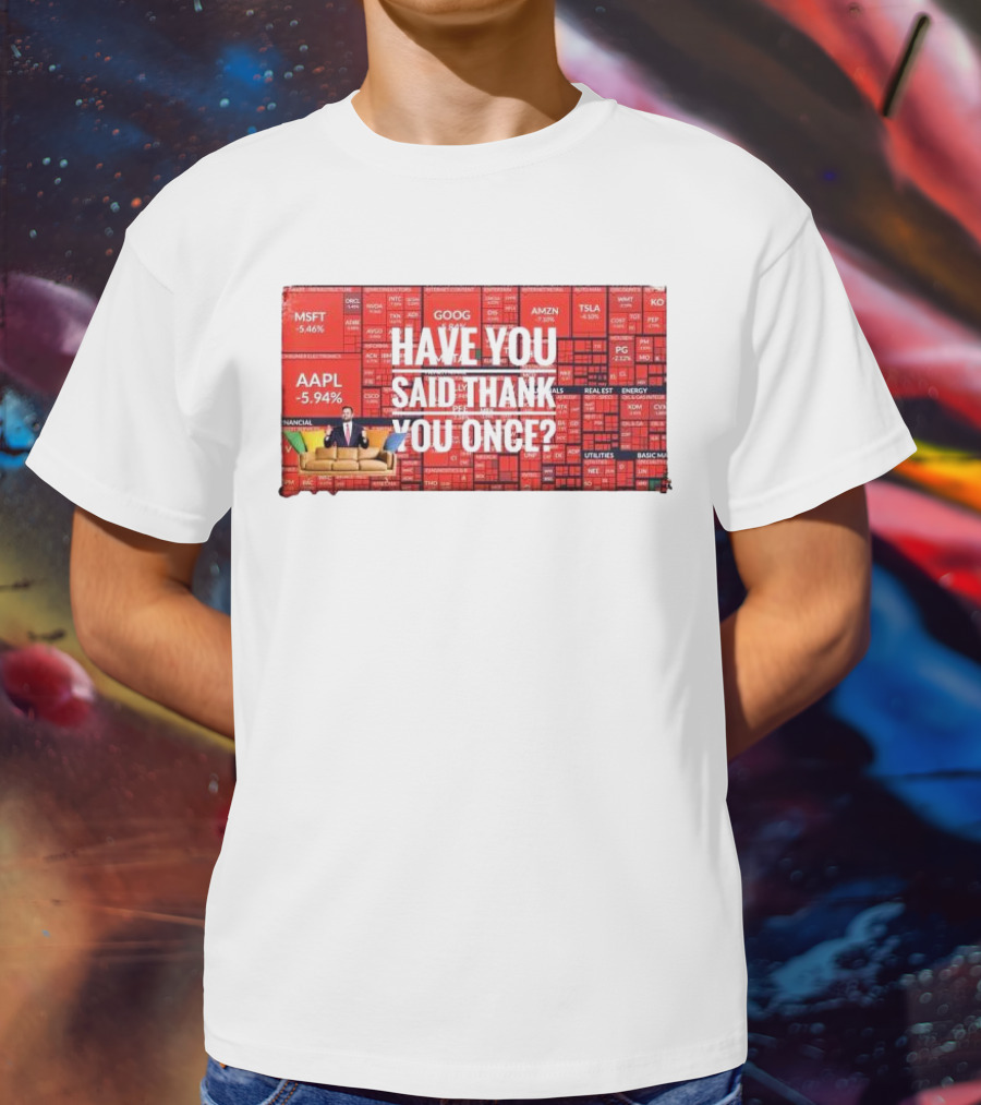 JD Vance Have You Said Thank You Once Stock Market Red Decline Background T-Shirt