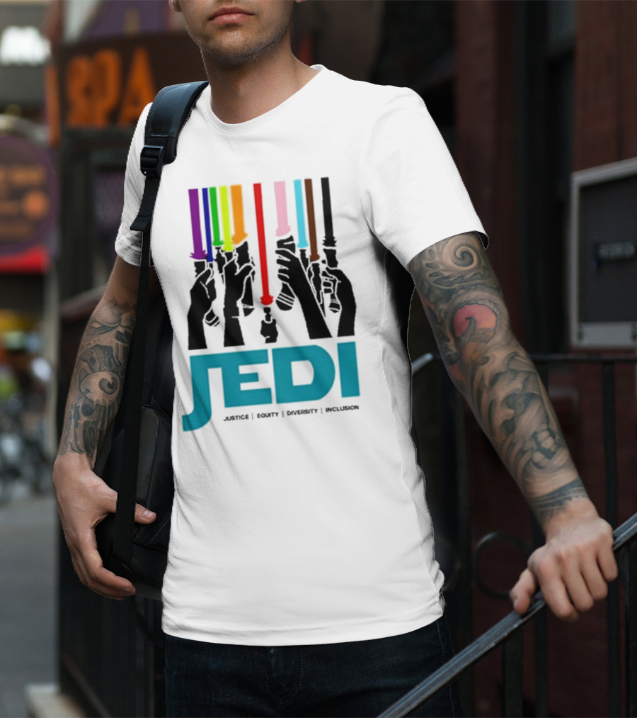 Jedi Justice Equity Diversity Inclusion Lightsaber Colors T-Shirt