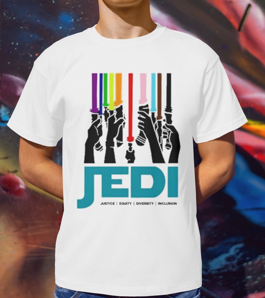 Jedi Justice Equity Diversity Inclusion Lightsaber Colors T-Shirt