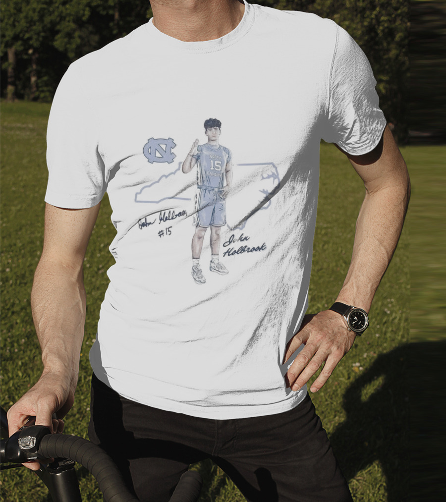 North Carolina Tar Heels John Holbrook Player Illustration Number 45 T-Shirt