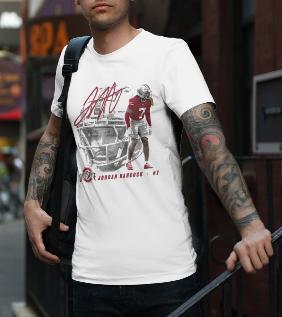 Ohio State Football Jordan Hancock #7 Player Signature T-Shirt