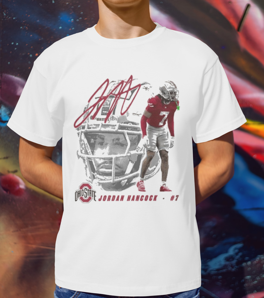 Ohio State Football Jordan Hancock #7 Player Signature T-Shirt