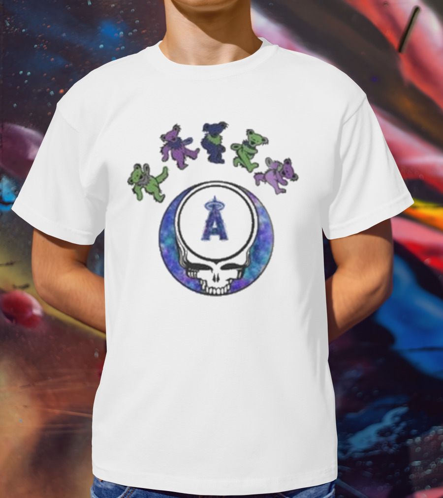 Los Angeles Angels 2025 Grateful Dead Skull Bears Night Baseball T-Shirt