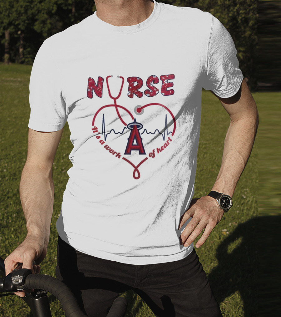 Los Angeles Angels Nurse Heartbeat Stethoscope 2025 Appreciation Night Baseball T-Shirt