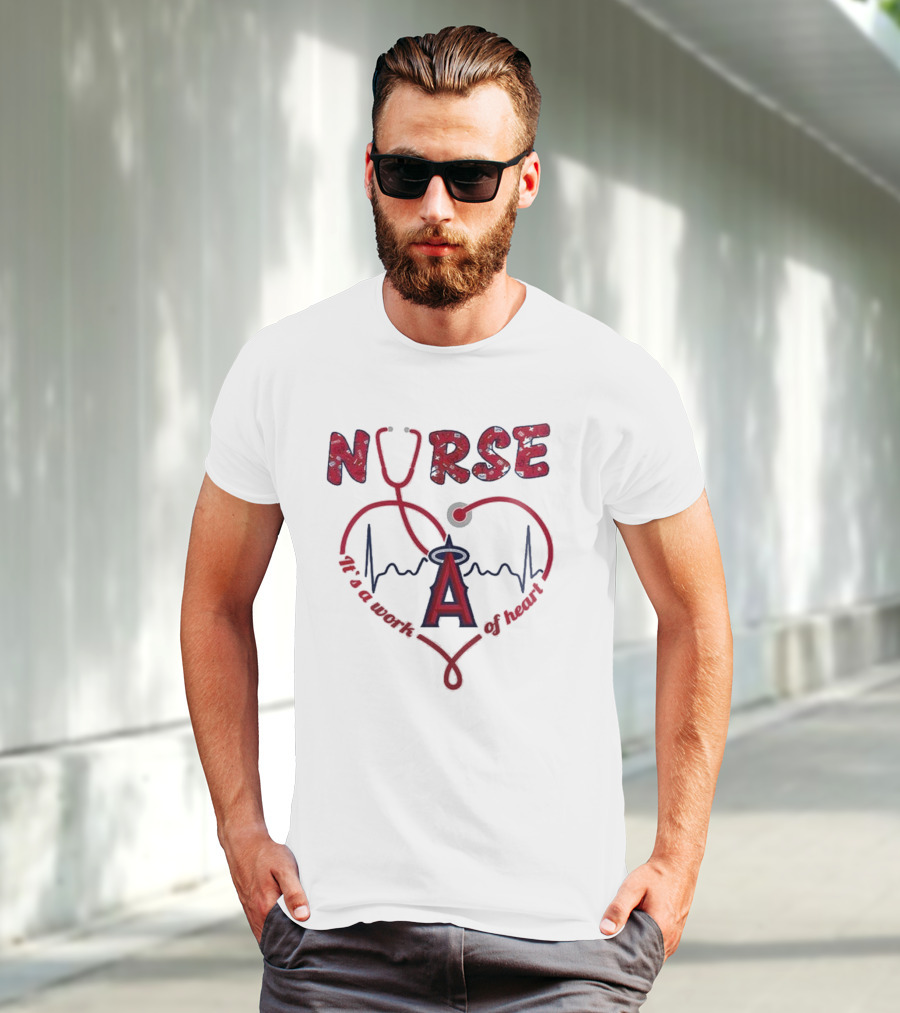 Los Angeles Angels Nurse Heartbeat Stethoscope 2025 Appreciation Night Baseball T-Shirt
