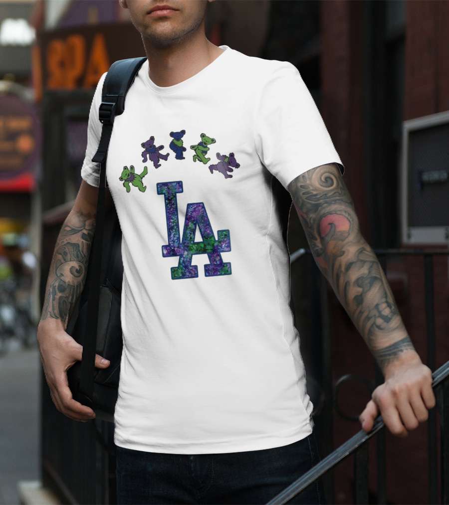 Los Angeles Dodgers Grateful Dead Night 2025 LA Logo Dancing Bears T-Shirt